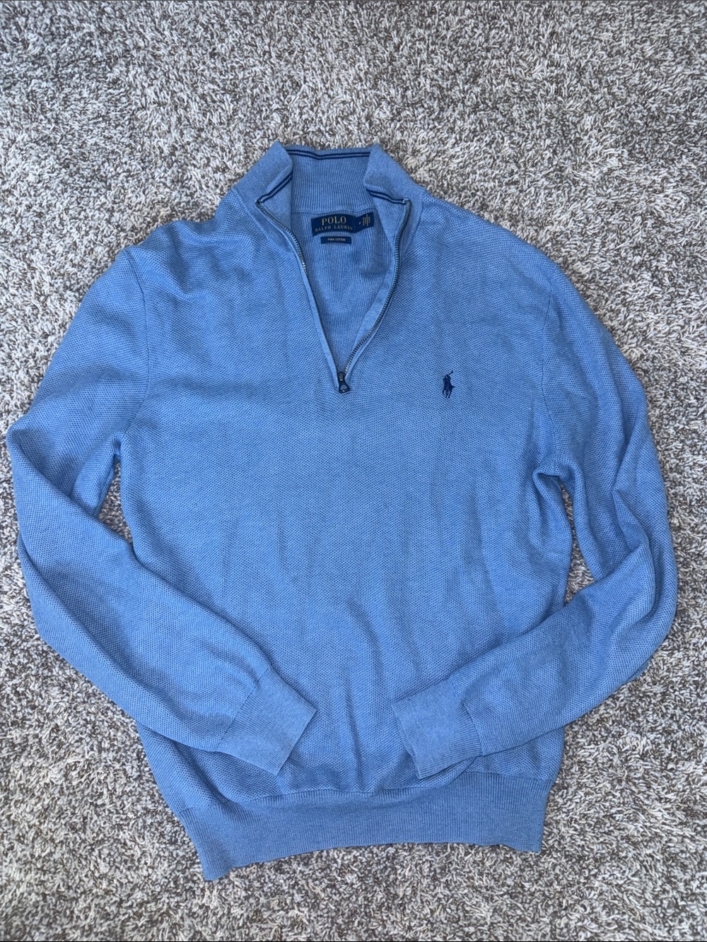 Polo by Ralph Lauren Light Blue Half-Zip Knit Sweater